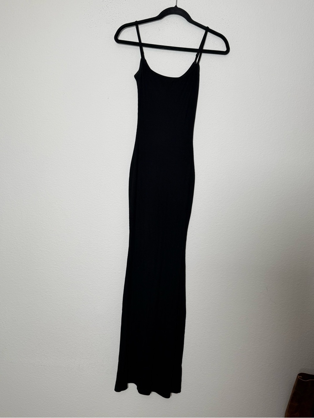 SKIMS Black Ribbed Soft Lounge Maxi Dress Bodycon Spaghetti Strap S